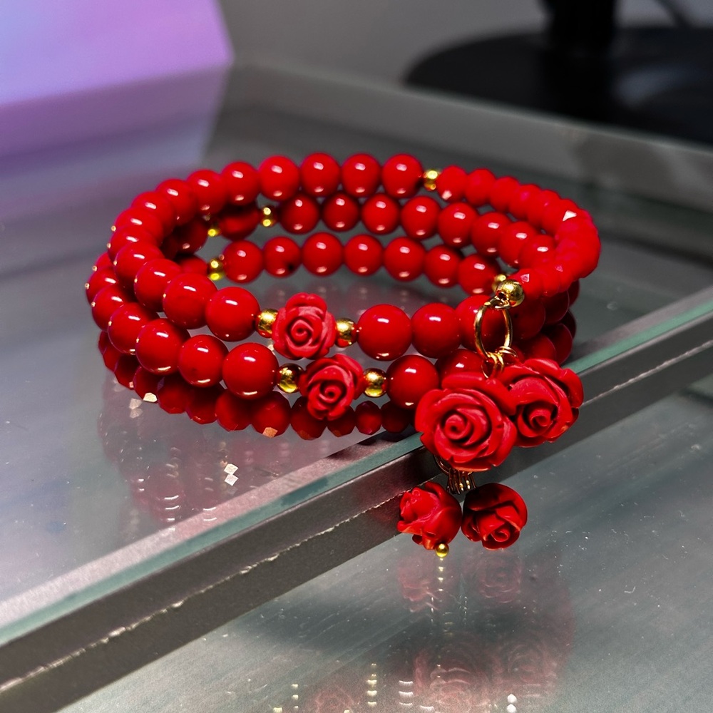 CORAL + CINNABAR FLOWERS BRACELETS